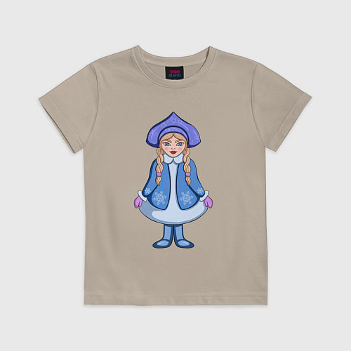 Детская футболка Снегурочка с косичками / Миндальный – фото 1