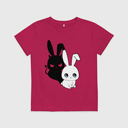 Футболка хлопковая детская Милый кролик - ангелочек или дьяволёнок?, цвет: маджента