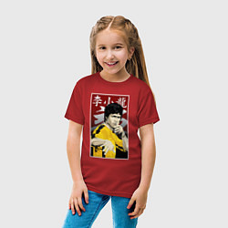 Футболка хлопковая детская Дракон Брюс Ли, цвет: красный — фото 2