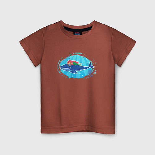 Детская футболка Русалочка и кит / Кирпичный – фото 1