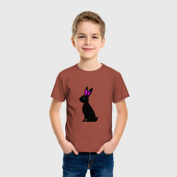 Футболка хлопковая детская Черный кролик, цвет: кирпичный — фото 2