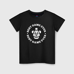 Футболка хлопковая детская Символ FNAF и круглая надпись best game ever, цвет: черный