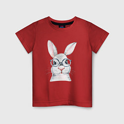 Футболка хлопковая детская Серый кролик, цвет: красный