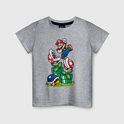 Футболка хлопковая детская Ретро Марио, цвет: меланж