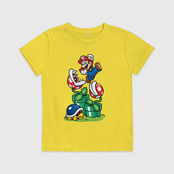 Футболка хлопковая детская Ретро Марио, цвет: желтый