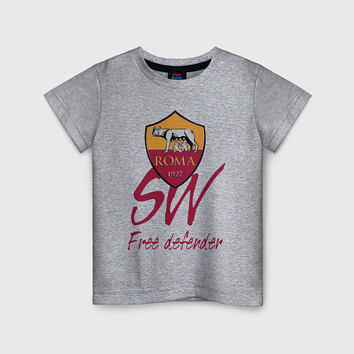 Детская футболка Roma - sweeper - Italy / Меланж – фото 1