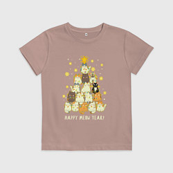 Футболка хлопковая детская Елка из котиков С мяу годом, цвет: пыльно-розовый