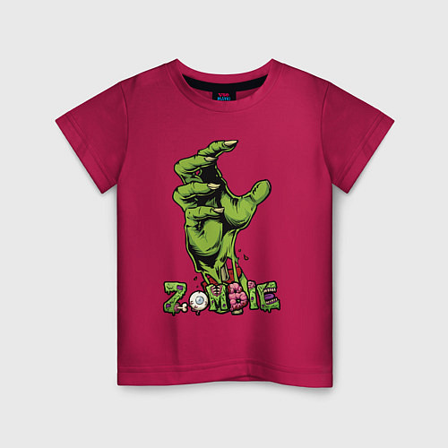 Детская футболка Zombie green hand / Маджента – фото 1