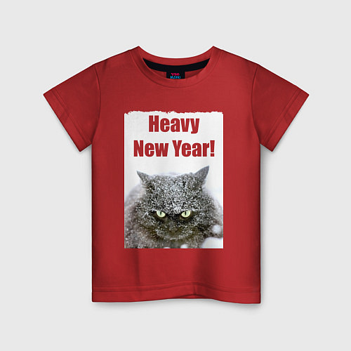 Детская футболка Heavy New Year - снег на морде / Красный – фото 1