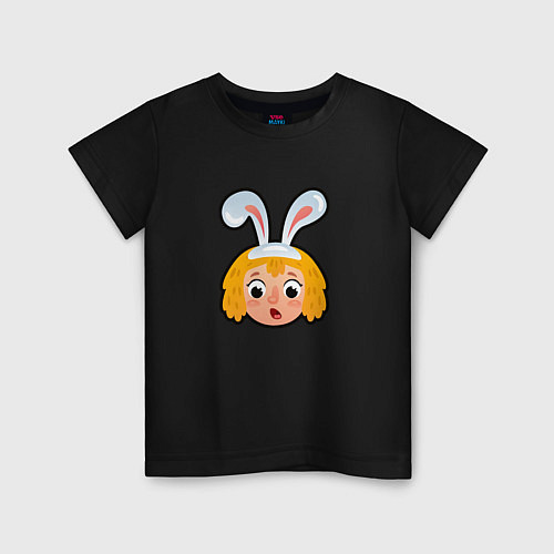 Детская футболка Мультяшная девочка с ушами зайца / Черный – фото 1