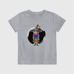 Футболка хлопковая детская Мультяшная ведьма Хэллоуин, цвет: меланж