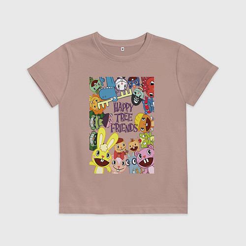 Детская футболка Happy three friends - poster / Пыльно-розовый – фото 1