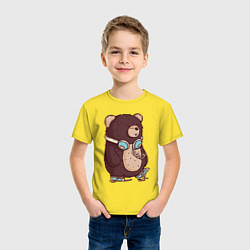 Футболка хлопковая детская Walking bear, цвет: желтый — фото 2