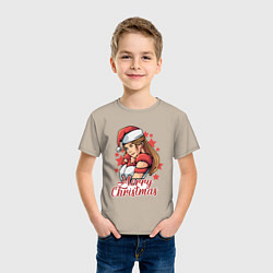 Футболка хлопковая детская Снегурочка, цвет: миндальный — фото 2