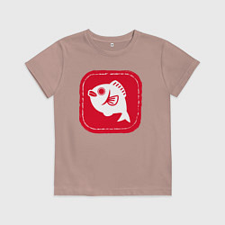 Футболка хлопковая детская Рыбная печать, цвет: пыльно-розовый