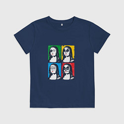 Футболка хлопковая детская Kiss Mona Lisa, цвет: тёмно-синий