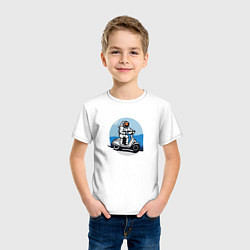 Футболка хлопковая детская Космонавт на скутере, цвет: белый — фото 2