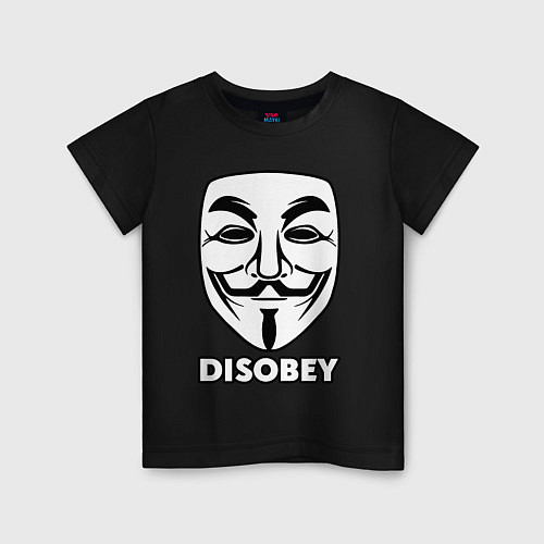 Детская футболка Guy Fawkes - disobey / Черный – фото 1