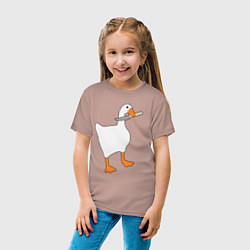 Футболка хлопковая детская Опасный гусь, цвет: пыльно-розовый — фото 2