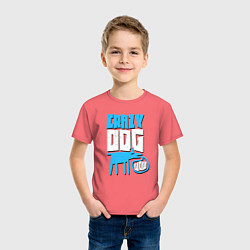 Футболка хлопковая детская Гавкающая собака, цвет: коралловый — фото 2