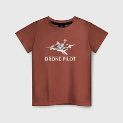 Футболка хлопковая детская Drones pilot, цвет: кирпичный