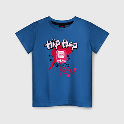 Футболка хлопковая детская Граффити хип-хоп плеер с наушниками, цвет: синий