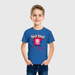 Футболка хлопковая детская Граффити хип-хоп плеер с наушниками, цвет: синий — фото 2