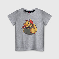 Футболка хлопковая детская Резиновая утка пожарный, цвет: меланж