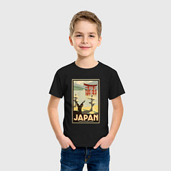 Футболка хлопковая детская Япония винтаж природа, цвет: черный — фото 2