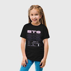 Футболка хлопковая детская BTS kpop group info, цвет: черный — фото 2