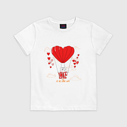 Футболка хлопковая детская Love is in the air hearts, цвет: белый
