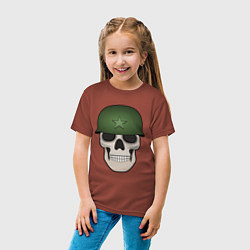 Футболка хлопковая детская Череп в шлеме военного, цвет: кирпичный — фото 2