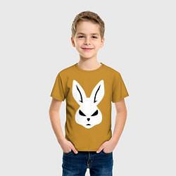 Футболка хлопковая детская Evil bunny head, цвет: горчичный — фото 2