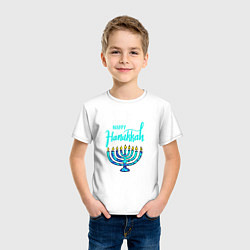 Футболка хлопковая детская Happy Hanukkah, цвет: белый — фото 2