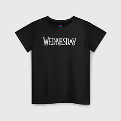 Футболка хлопковая детская Wednesday Logo, цвет: черный