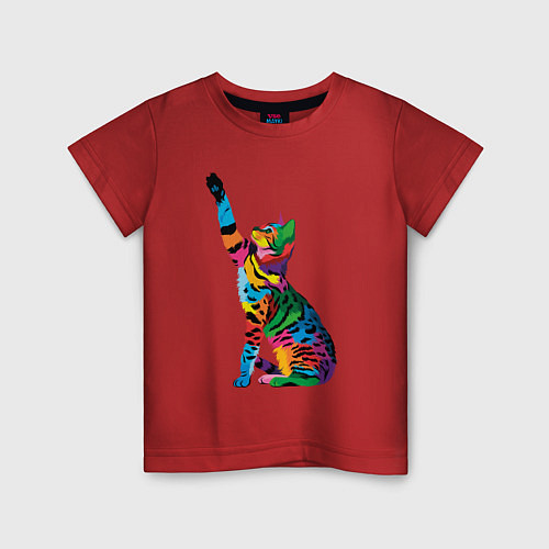 Детская футболка Бенгальская кошка / Красный – фото 1