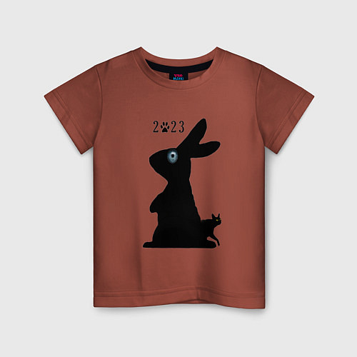 Детская футболка Кот и кролик 2023 / Кирпичный – фото 1
