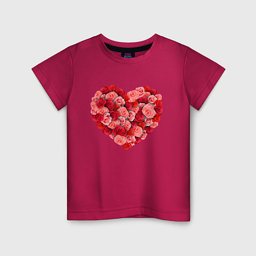 Детская футболка Сердце составленное из роз / Маджента – фото 1