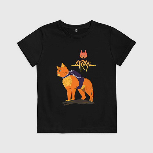 Детская футболка Stray - cat logo / Черный – фото 1