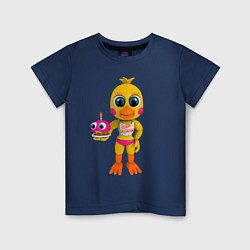Футболка хлопковая детская Той Чикa с пирожным, цвет: тёмно-синий
