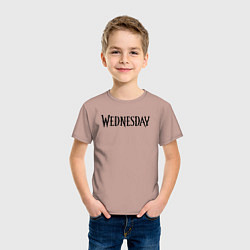 Футболка хлопковая детская Logo black Wednesday, цвет: пыльно-розовый — фото 2