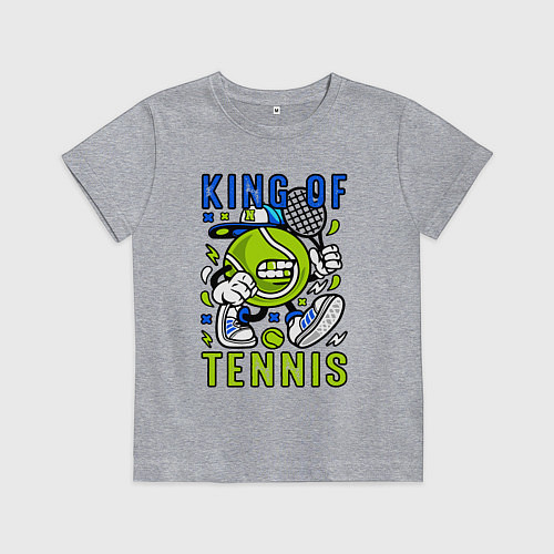 Детская футболка Король тенниса мяч с ракеткой / Меланж – фото 1