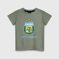 Футболка хлопковая детская Эмблема федерации футбола Аргентины, цвет: авокадо