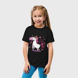 Футболка хлопковая детская Girl unicorn, цвет: черный — фото 2