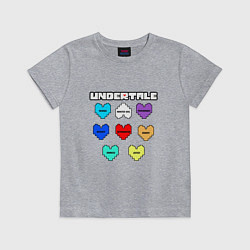 Футболка хлопковая детская Undertale - души 8 людей, цвет: меланж