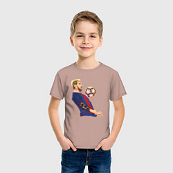 Футболка хлопковая детская Messi Barcelona, цвет: пыльно-розовый — фото 2