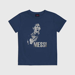 Футболка хлопковая детская Leo Messi scream, цвет: тёмно-синий