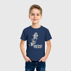 Футболка хлопковая детская Leo Messi scream, цвет: тёмно-синий — фото 2