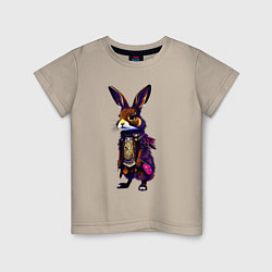 Футболка хлопковая детская Кролик в шубе, цвет: миндальный