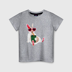 Футболка хлопковая детская Кролик с лимонадом, цвет: меланж